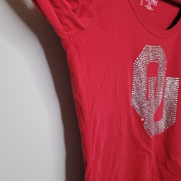 Emerson Street OU Rhinestone Crimson Red long sleeve womens size Small - Picture 3 of 8